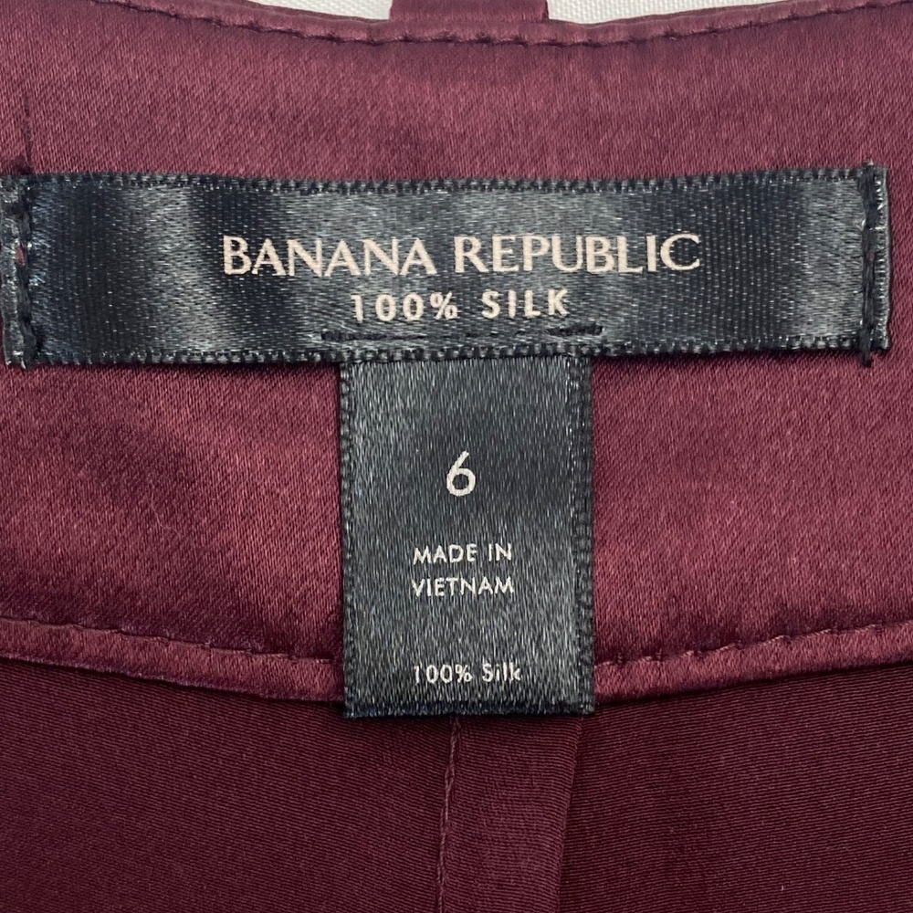 BANANA REPUBLIC Belay 100% Silk Wide-Leg Pant Trouser in Dark Cherry Red Size 6 - Picture 7 of 9